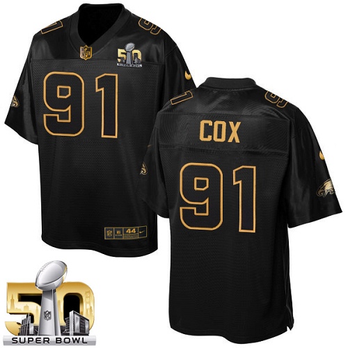 Men's Nike Philadelphia Eagles #91 Fletcher Cox Elite Black Pro Line Gold Collection NFL Jersey