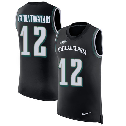 Men's Nike Philadelphia Eagles #12 Randall Cunningham Black Rush Player Name & Number Tank Top NFL Jersey