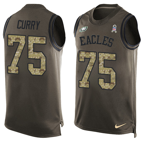 Men's Nike Philadelphia Eagles #75 Vinny Curry Limited Green Salute to Service Tank Top NFL Jersey