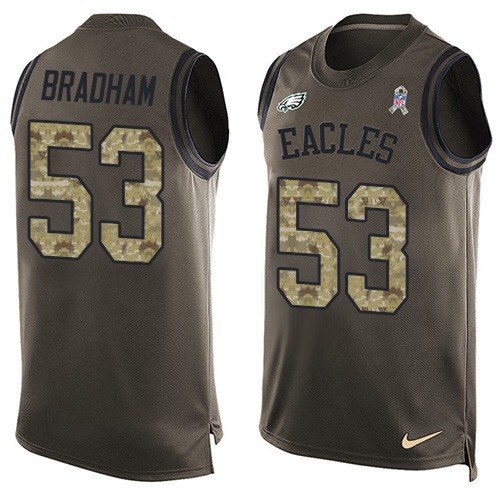 Men's Nike Philadelphia Eagles #53 Nigel Bradham Limited Green Salute to Service Tank Top NFL Jersey