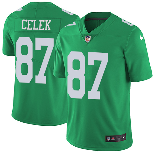 Men's Nike Philadelphia Eagles #87 Brent Celek Limited Green Rush Vapor Untouchable NFL Jersey