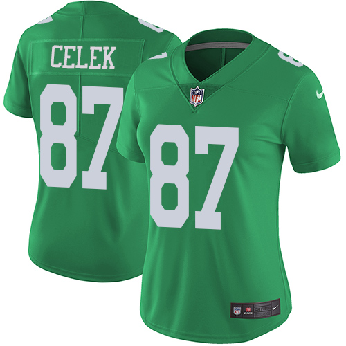 Women's Nike Philadelphia Eagles #87 Brent Celek Limited Green Rush Vapor Untouchable NFL Jersey