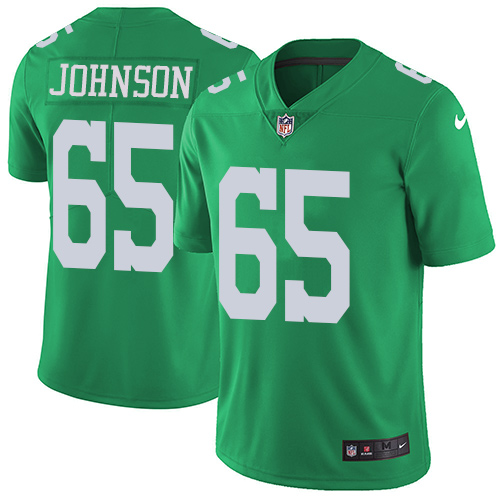 Men's Nike Philadelphia Eagles #65 Lane Johnson Limited Green Rush Vapor Untouchable NFL Jersey