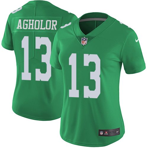 Women's Nike Philadelphia Eagles #13 Nelson Agholor Limited Green Rush Vapor Untouchable NFL Jersey