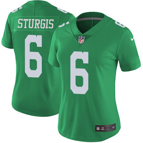 Women's Nike Philadelphia Eagles #6 Caleb Sturgis Limited Green Rush Vapor Untouchable NFL Jersey
