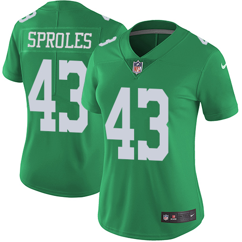 Women's Nike Philadelphia Eagles #43 Darren Sproles Limited Green Rush Vapor Untouchable NFL Jersey
