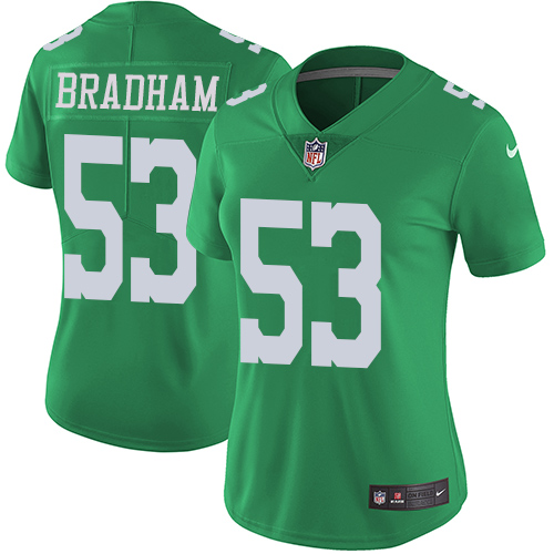Women's Nike Philadelphia Eagles #53 Nigel Bradham Limited Green Rush Vapor Untouchable NFL Jersey