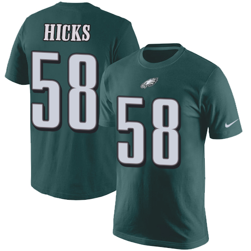 NFL Nike Philadelphia Eagles #58 Jordan Hicks Green Rush Pride Name & Number T-Shirt