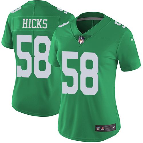 Women's Nike Philadelphia Eagles #58 Jordan Hicks Limited Green Rush Vapor Untouchable NFL Jersey