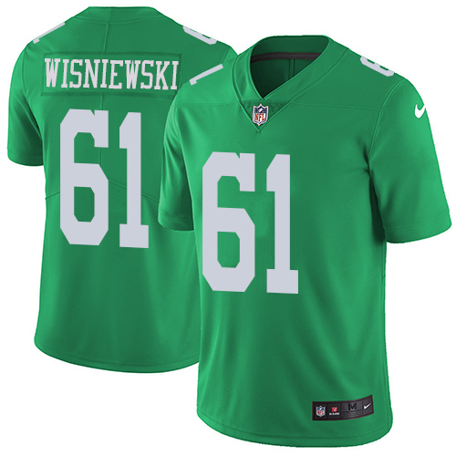 Youth Nike Philadelphia Eagles #61 Stefen Wisniewski Limited Green Rush Vapor Untouchable NFL Jersey