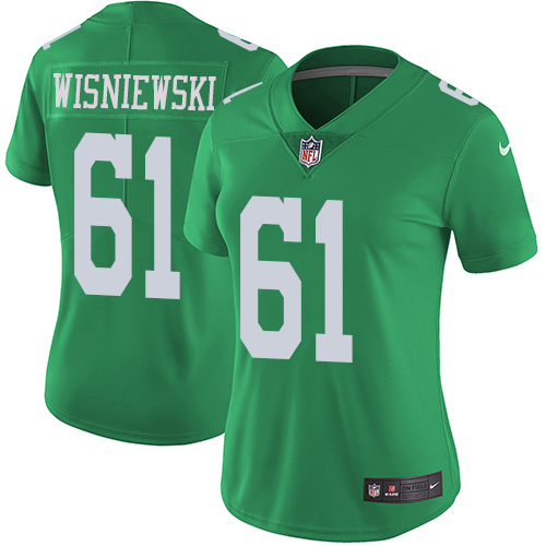 Women's Nike Philadelphia Eagles #61 Stefen Wisniewski Limited Green Rush Vapor Untouchable NFL Jersey
