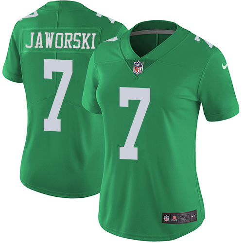 Women's Nike Philadelphia Eagles #7 Ron Jaworski Limited Green Rush Vapor Untouchable NFL Jersey