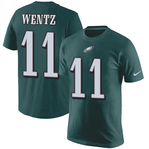 NFL Nike Philadelphia Eagles #11 Carson Wentz Green Rush Pride Name & Number T-Shirt