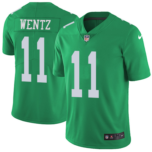 Men's Nike Philadelphia Eagles #11 Carson Wentz Limited Green Rush Vapor Untouchable NFL Jersey