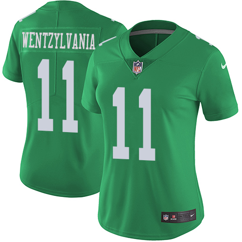 Women's Nike Philadelphia Eagles #11 Carson Wentz Limited Green Rush Vapor Untouchable Wentzylvania NFL Jersey