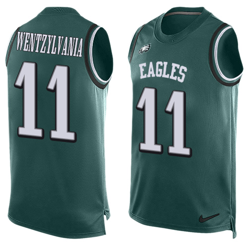 Men's Nike Philadelphia Eagles #11 Carson Wentz Limited Midnight Green Player Name & Number Tank Top Wentzylvania NFL Jersey