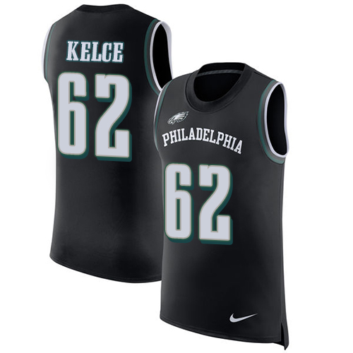 Men's Nike Philadelphia Eagles #62 Jason Kelce Black Rush Player Name & Number Tank Top NFL Jersey