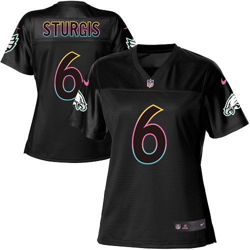 Women's Nike Philadelphia Eagles #6 Caleb Sturgis Game Black Fashion NFL Jersey