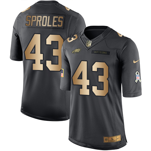 Men's Nike Philadelphia Eagles #43 Darren Sproles Limited Black/Gold Salute to Service NFL Jersey