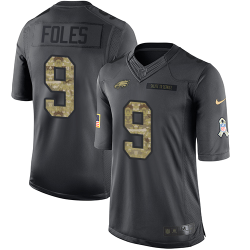 Men's Nike Philadelphia Eagles #9 Nick Foles Limited Black 2016 Salute to Service NFL Jersey