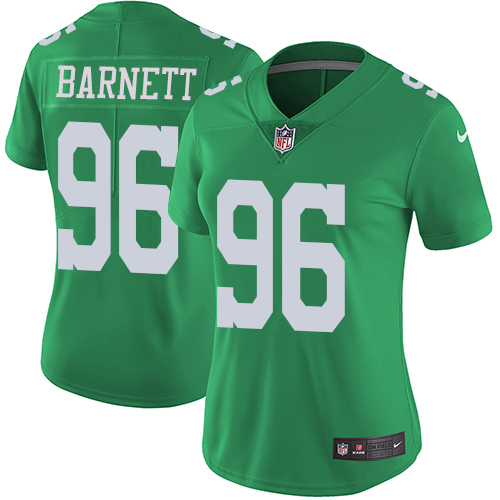 Women's Nike Philadelphia Eagles #96 Derek Barnett Limited Green Rush Vapor Untouchable NFL Jersey