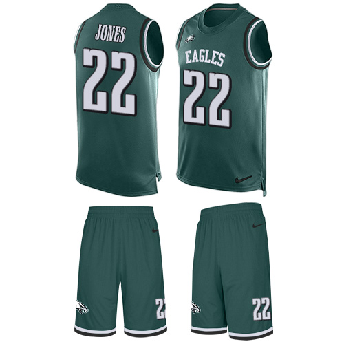 Men's Nike Philadelphia Eagles #22 Sidney Jones Limited Midnight Green Tank Top Suit NFL Jersey