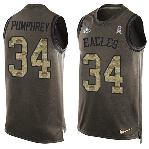 Men's Nike Philadelphia Eagles #34 Donnel Pumphrey Limited Green Salute to Service Tank Top NFL Jersey