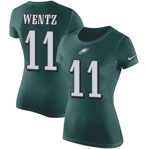 NFL Women's Nike Philadelphia Eagles #11 Carson Wentz Green Rush Pride Name & Number T-Shirt