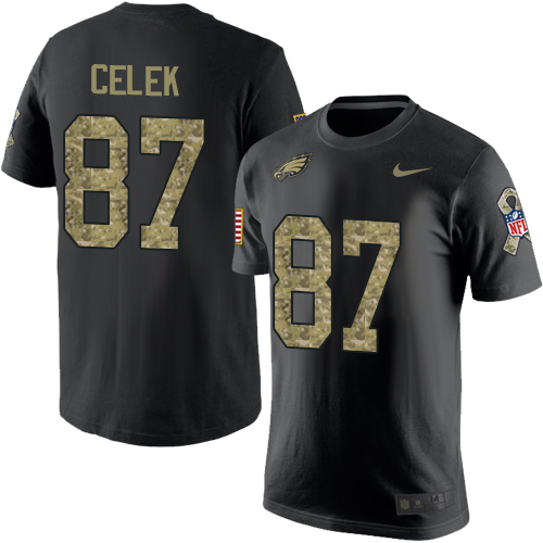 NFL Nike Philadelphia Eagles #87 Brent Celek Black Camo Salute to Service T-Shirt