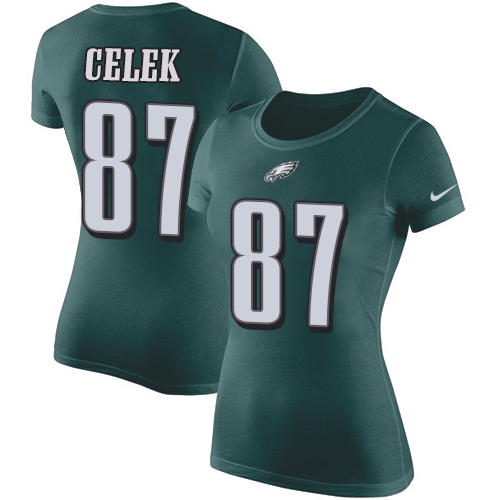 NFL Women's Nike Philadelphia Eagles #87 Brent Celek Green Rush Pride Name & Number T-Shirt