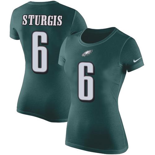 NFL Women's Nike Philadelphia Eagles #6 Caleb Sturgis Green Rush Pride Name & Number T-Shirt