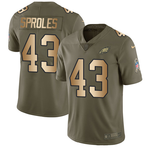 Youth Nike Philadelphia Eagles #43 Darren Sproles Limited Olive/Gold 2017 Salute to Service NFL Jersey