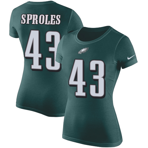 NFL Women's Nike Philadelphia Eagles #43 Darren Sproles Green Rush Pride Name & Number T-Shirt