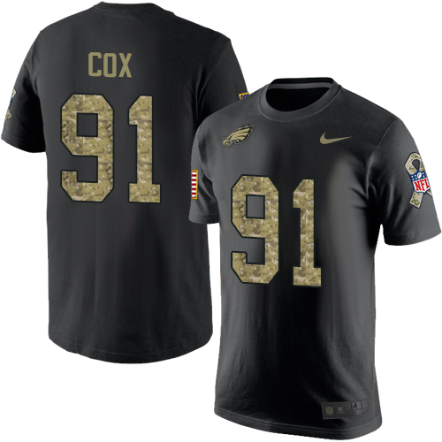 NFL Nike Philadelphia Eagles #91 Fletcher Cox Black Camo Salute to Service T-Shirt