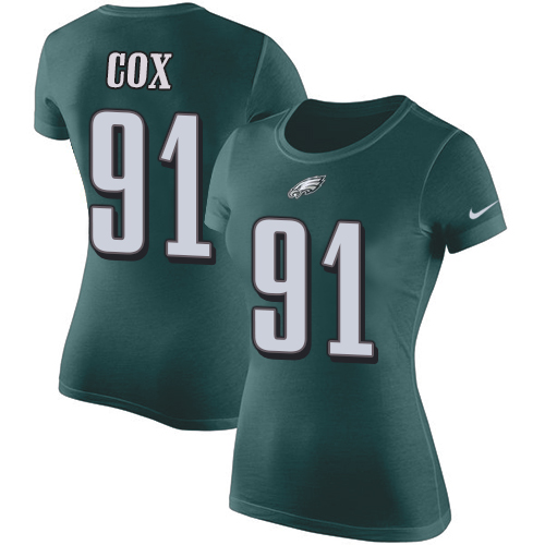 NFL Women's Nike Philadelphia Eagles #91 Fletcher Cox Green Rush Pride Name & Number T-Shirt