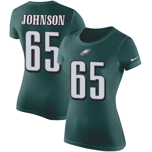 NFL Women's Nike Philadelphia Eagles #65 Lane Johnson Green Rush Pride Name & Number T-Shirt