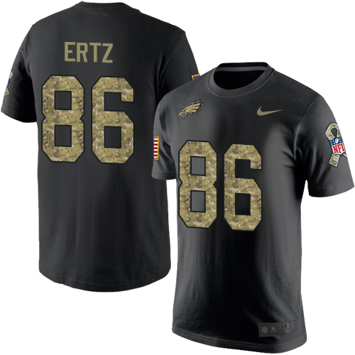 NFL Nike Philadelphia Eagles #86 Zach Ertz Black Camo Salute to Service T-Shirt