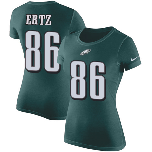 NFL Women's Nike Philadelphia Eagles #86 Zach Ertz Green Rush Pride Name & Number T-Shirt