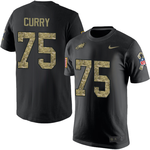 NFL Nike Philadelphia Eagles #75 Vinny Curry Black Camo Salute to Service T-Shirt