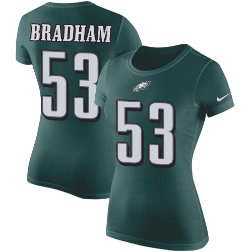 NFL Women's Nike Philadelphia Eagles #53 Nigel Bradham Green Rush Pride Name & Number T-Shirt