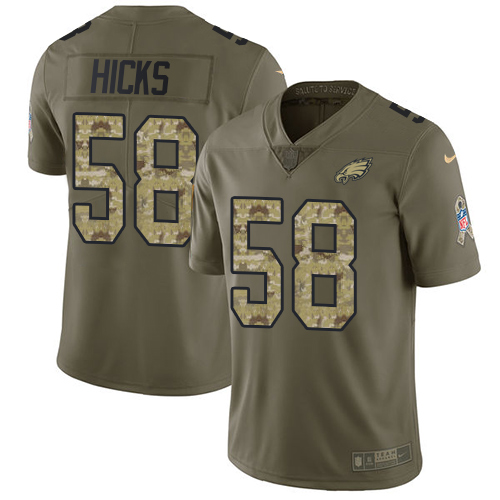 Men's Nike Philadelphia Eagles #58 Jordan Hicks Limited Olive/Camo 2017 Salute to Service NFL Jersey
