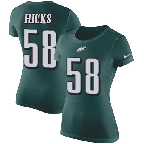 NFL Women's Nike Philadelphia Eagles #58 Jordan Hicks Green Rush Pride Name & Number T-Shirt
