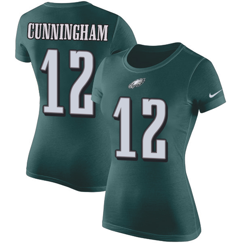 NFL Women's Nike Philadelphia Eagles #12 Randall Cunningham Green Rush Pride Name & Number T-Shirt