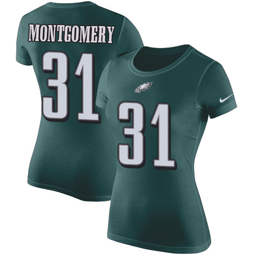 NFL Women's Nike Philadelphia Eagles #31 Wilbert Montgomery Green Rush Pride Name & Number T-Shirt
