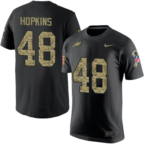 NFL Nike Philadelphia Eagles #48 Wes Hopkins Black Camo Salute to Service T-Shirt