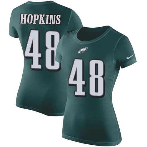NFL Women's Nike Philadelphia Eagles #48 Wes Hopkins Green Rush Pride Name & Number T-Shirt