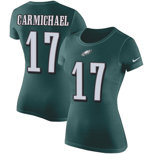 NFL Women's Nike Philadelphia Eagles #17 Harold Carmichael Green Rush Pride Name & Number T-Shirt
