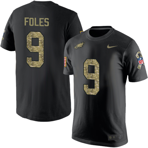 NFL Nike Philadelphia Eagles #9 Nick Foles Black Camo Salute to Service T-Shirt