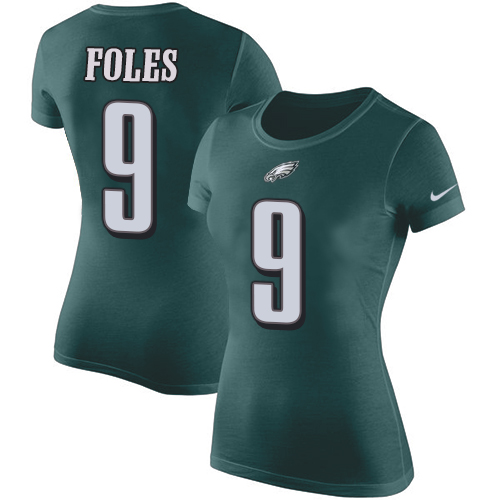 NFL Women's Nike Philadelphia Eagles #9 Nick Foles Green Rush Pride Name & Number T-Shirt
