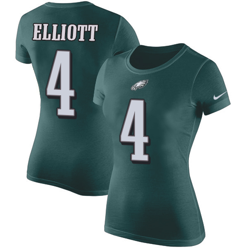 NFL Women's Nike Philadelphia Eagles #4 Jake Elliott Green Rush Pride Name & Number T-Shirt